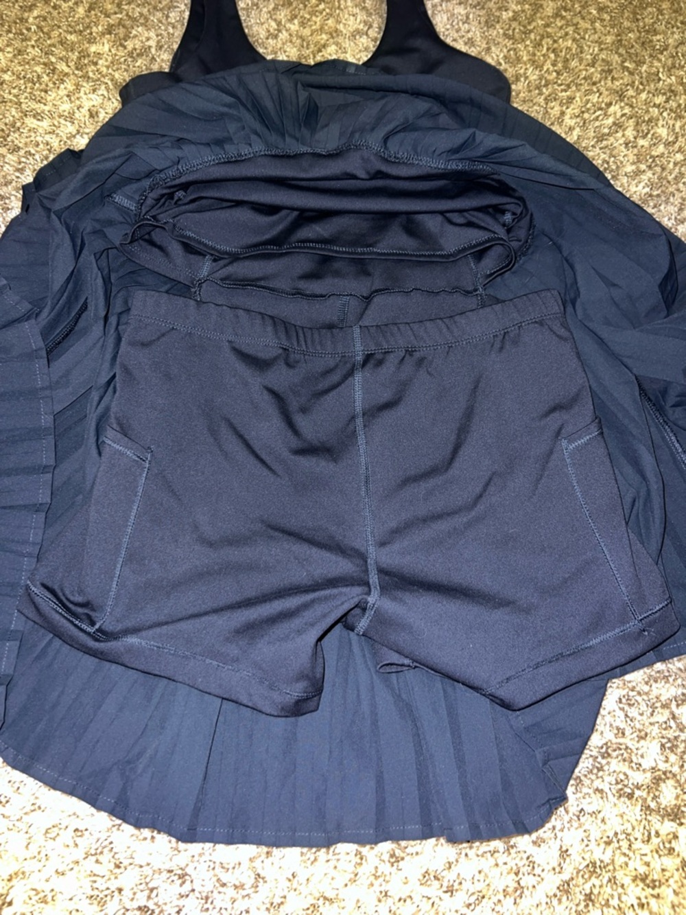 All in Motion Navy Blue Pleated Active Dress with Built in bra & shorts! Sz. XS - Picture 7 of 12